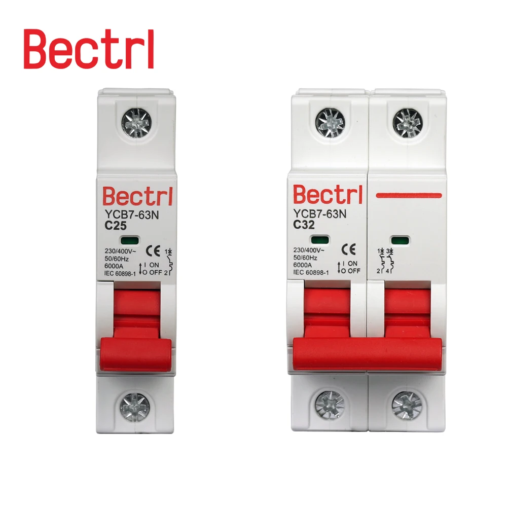 AC MCB YCB7-63N C Curve 230/400V~ 50HZ/60HZ Mini Circuit Breaker 1P 2P 3P 4P 3A 6A 10A 16A 20A 25A 32A 40A 50A 63