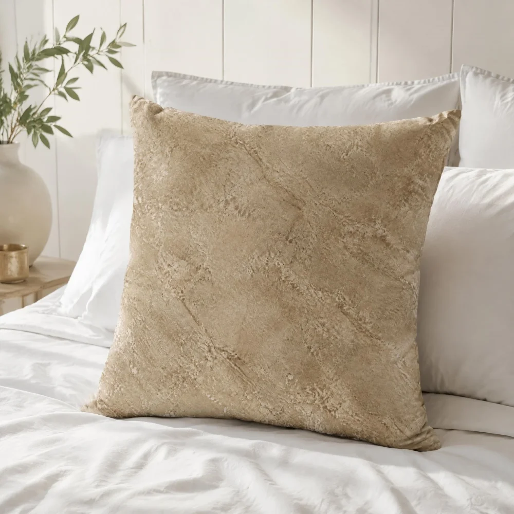 Khaki Marble Crack Texture Printed Square Throw Pillow Minimalist Abstract Decorative Cushion for Bedroom Sofa Home Decor