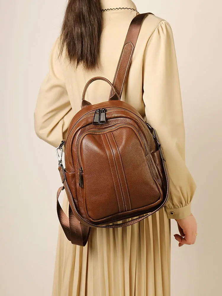 Genuine Leather Bag Backpack Women's 2026 New Large Capacity Commuter Backpack Women's High-Grade First Layer Cowhide