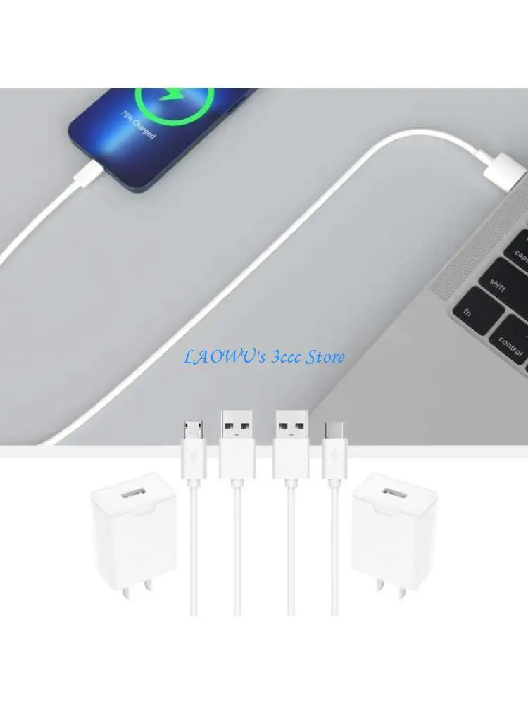 

Y8AD 1 Set 2.4A Quick Charging Power Cable Support Data Transfer with US Plug Charging Adapter for USB C/USB 5Pin Products