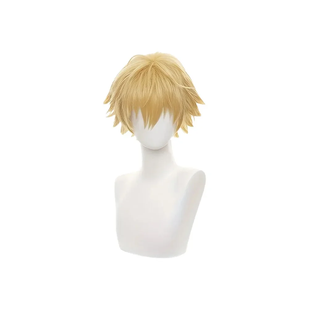 Chainsaw Man Denji Cosplay Wig Golden Heat Resistant Synthetic Layered Short Hair Halloween Carnival Comic Con Party Wigs Props