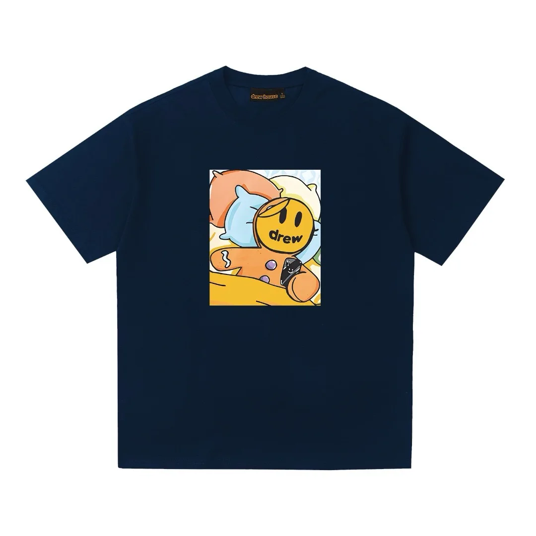 Drew House new American popular logo cake design round collar T-shirt men or women with pure cotton short sleeve