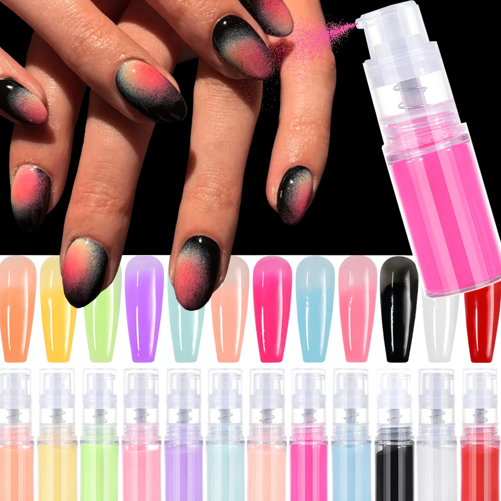 1 fles 10g Ombre Nail Art Poeder Spray Macaron Kleurverloop Pastel Nail Pigment Neon Acryl Pigment Voor Vrouwen druk Op Nagels