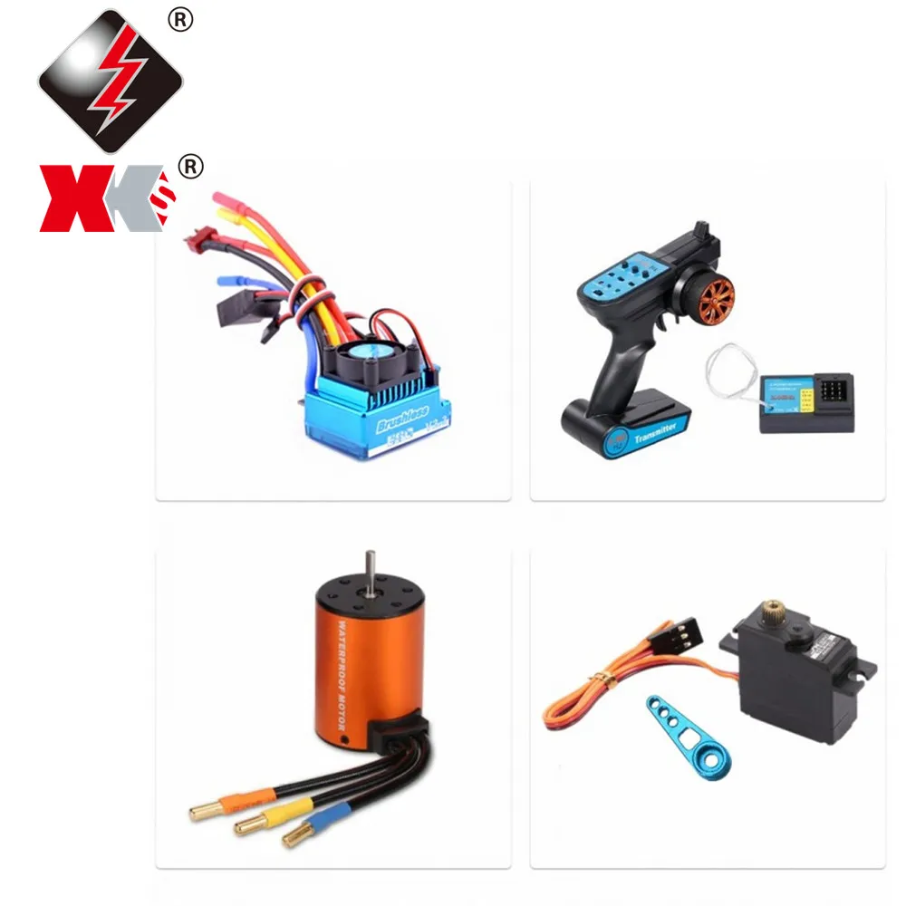 Upgraded Brushless 3650 4300KV Motor 120A ESC 21G Servo TX RX Combo Set Parts for Wltoys 144001 124018 124019 RC Car