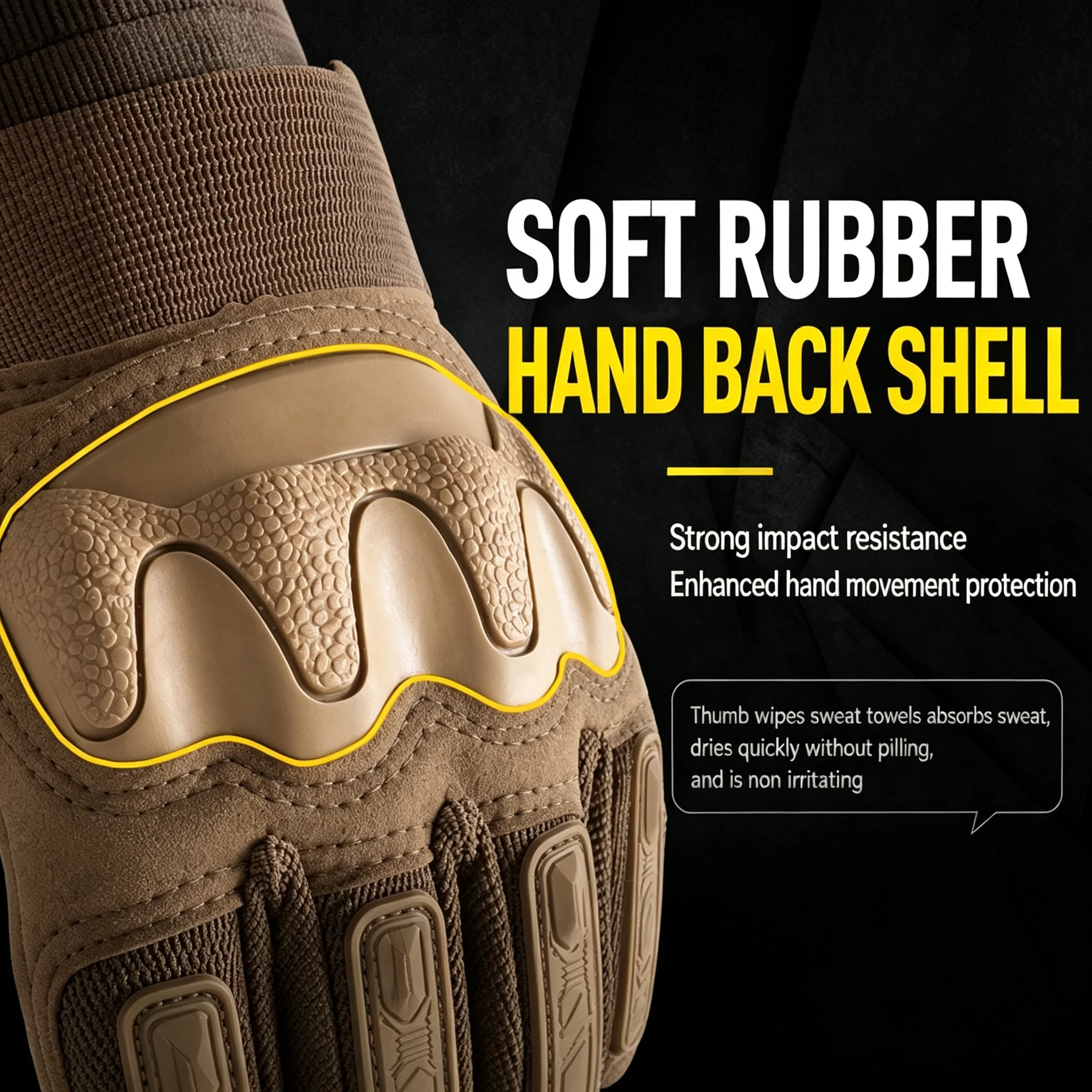 Men Tactical Full Finger Gloves Touch‑Sensitive Anti‑Collision Protective Gloves for Motorbike Cycling Hiking Camping Work
