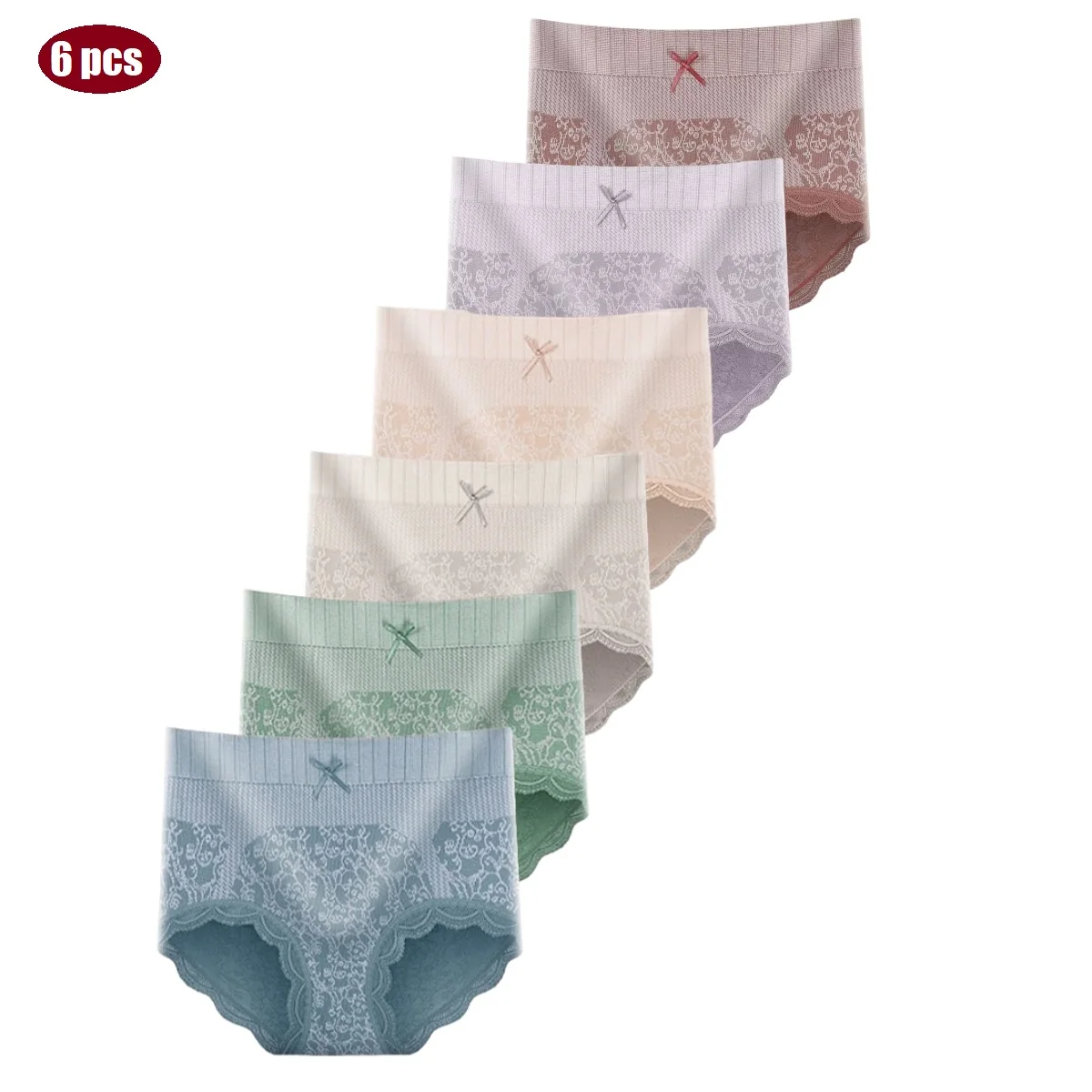 6 pcs fashionable seamless mid-rise high-elasticity comfortable ultra-thin breathable quick-drying underwear