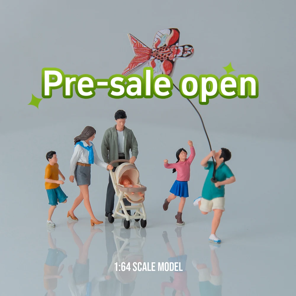 

Kicarmod 1:64 Family outing package: walking,flying kites Stand 3D Printing Resin Material Miniature Scene Figure