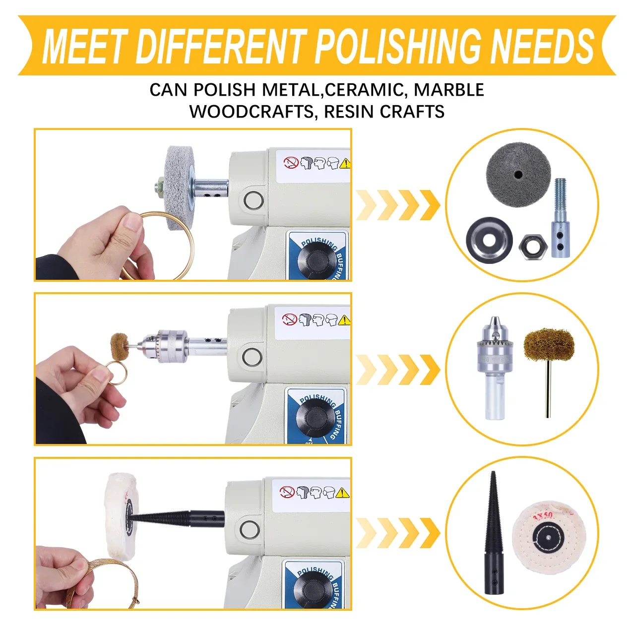 DM-3 مطحنة مخرطة مزدوجة الرأس 180 وات 7000 دورة في الدقيقة ملمع مجوهرات قابل للتعديل لتلميع المعادن/اليشم (المحرك فقط) #4