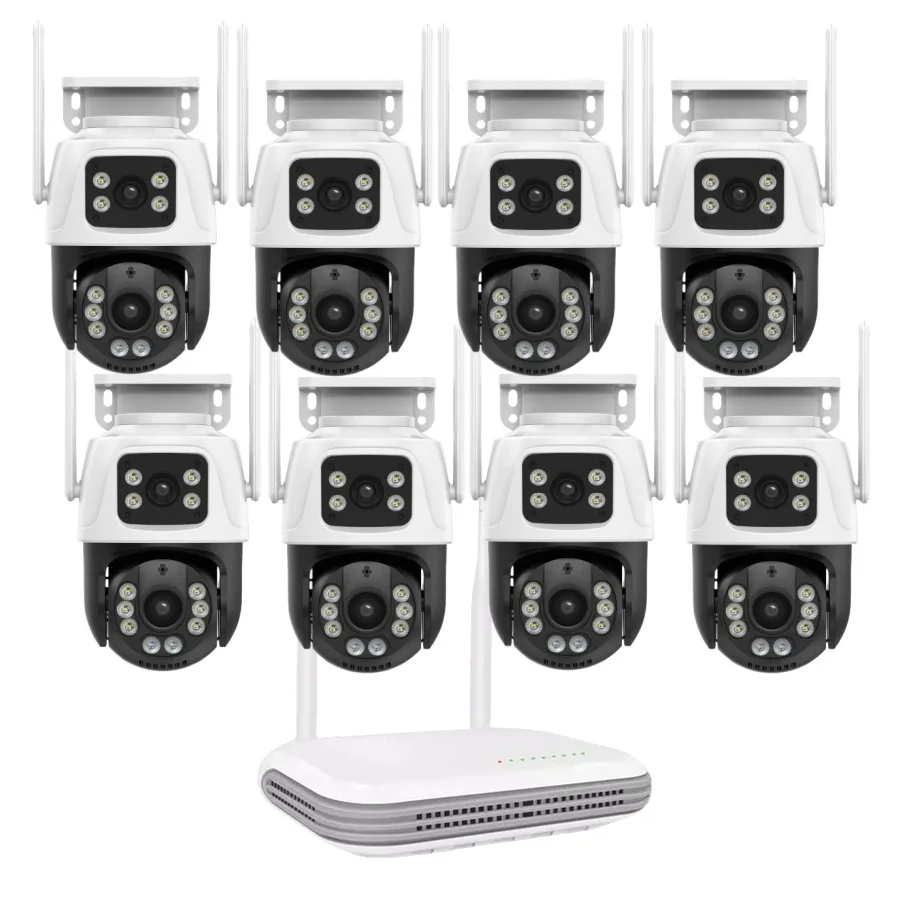 8CH Smart Wireless Home Security Camera System with Night Vision PTZ IP67 H.265 Motion Detection Cloud/SD Storage NVR Kit