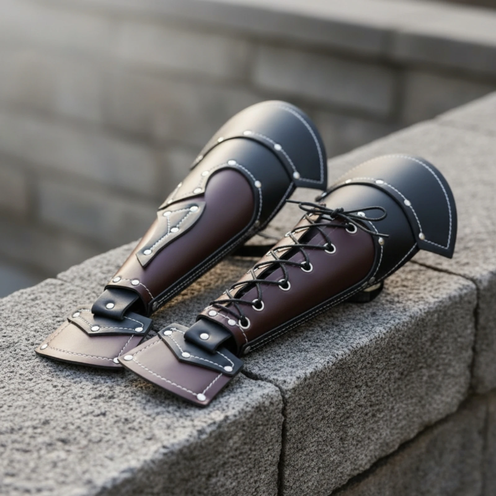 Forearm Bracers Faux Leather Arm Bracers Costume Armor Tapered Forearm Armor Comfortable for Cosplayers, Cosplay