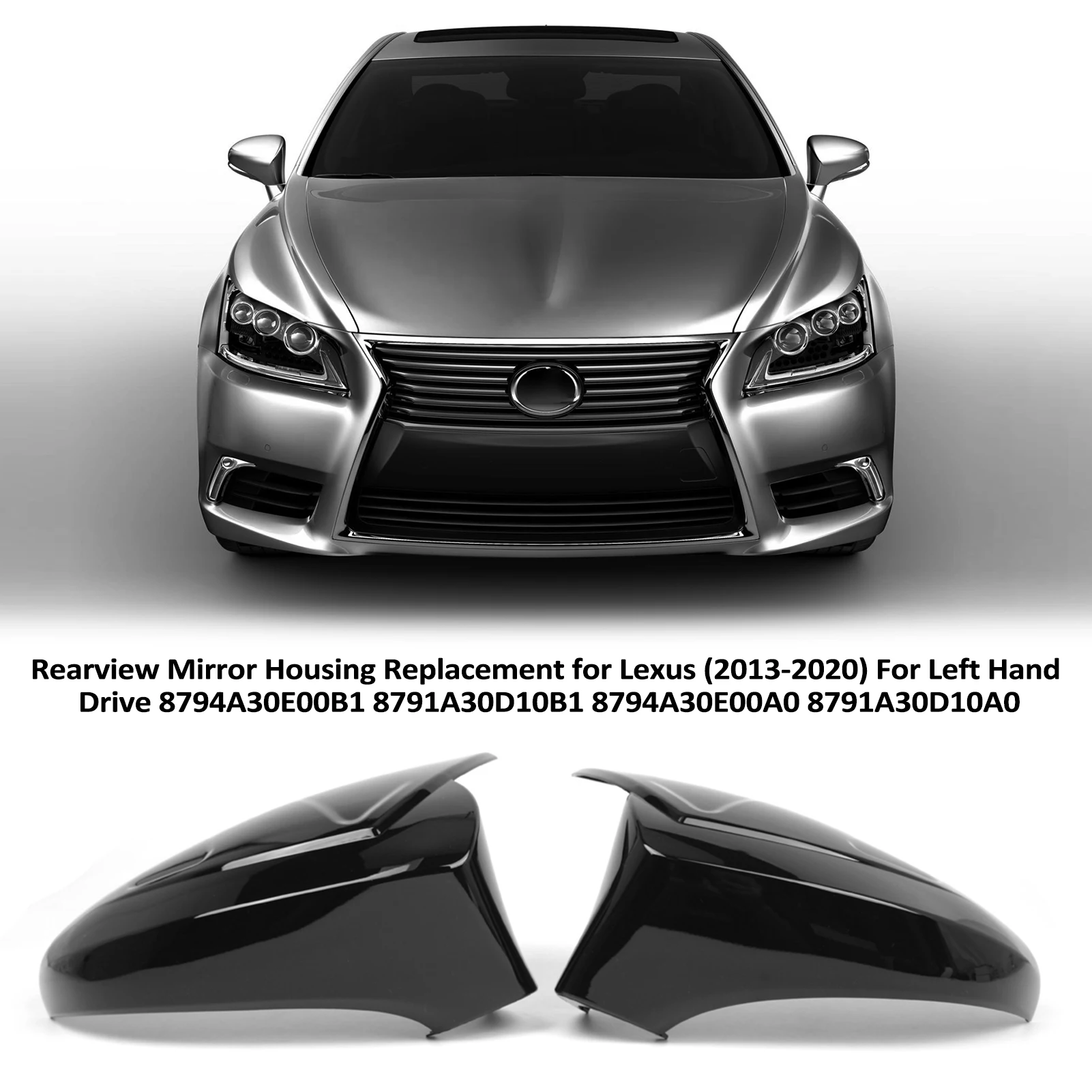 

Side Mirror Cover Rearview Mirror Housing Replacement For Left Hand Drive 2013-2020