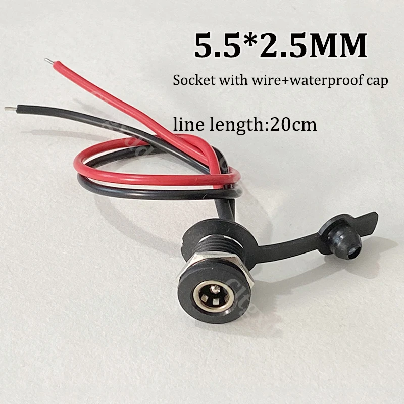 1/2/5 Stück DC-Strombuchse mit 18AWG-Kabel, 5,5 * 2,1 5,5*2,5mm DC-Ladebuchse, Hochstrom-Stromanschluss – Detail 5