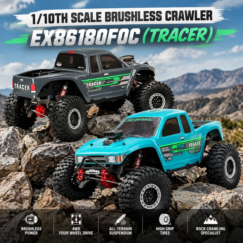 RGT EX86180FOC TRACER 1/10 4WD Brushless Crawler Door Bridge Climbing Vehicle Electric Remote Control Off-Road Vehicle RC Car