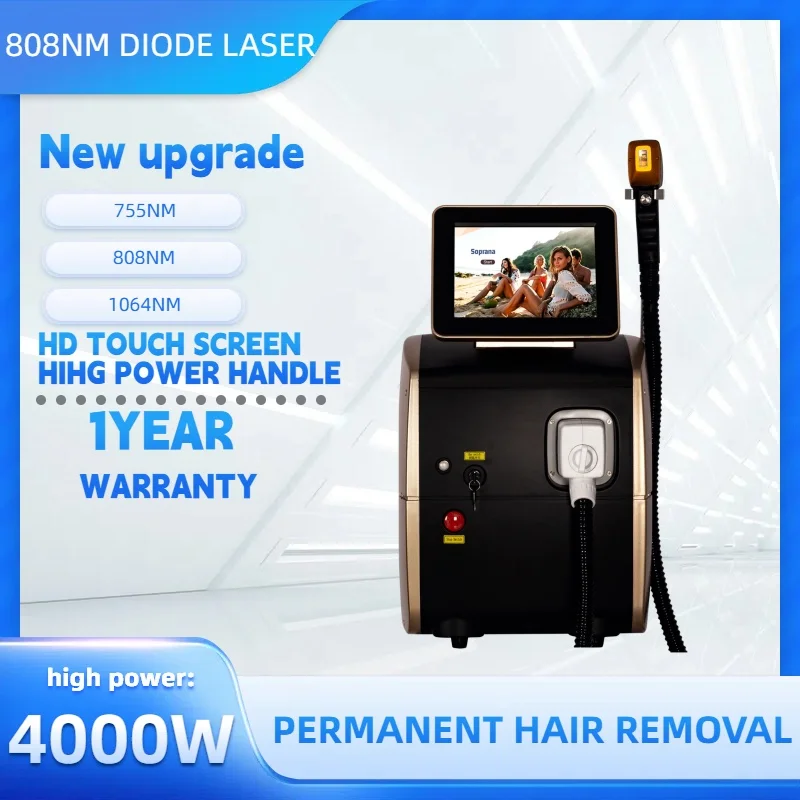 

Non-invasive Ice Titanium Painless Three-Wavelength 755/808/1064nm Diode Hair Removal Skin Whitening Machine Professional