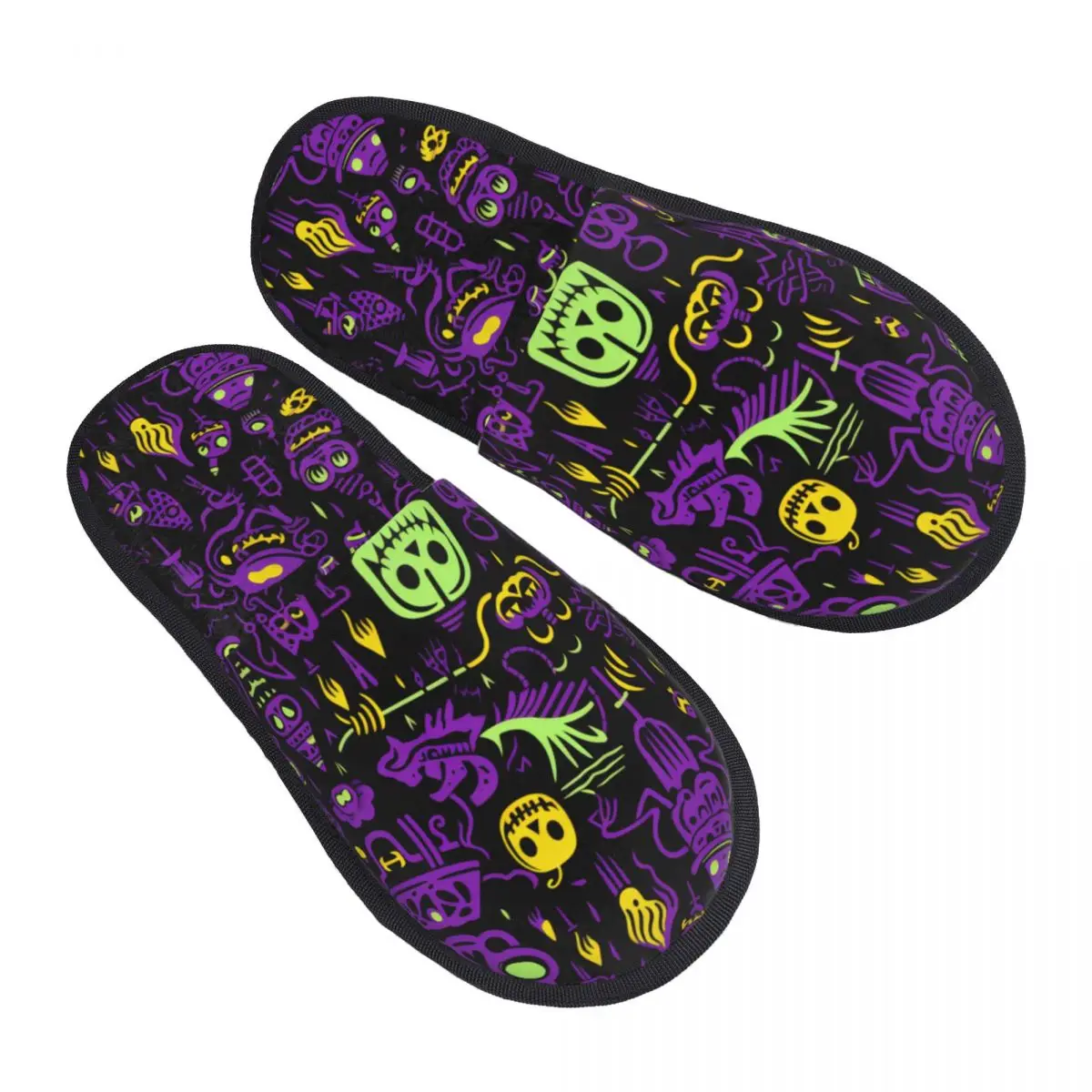 

Женские домашние тапочки с принтом ужасов, скелетом и черепом, уютные теплые пушистые тапочки из пены с эффектом памяти, домашняя уличная обувь