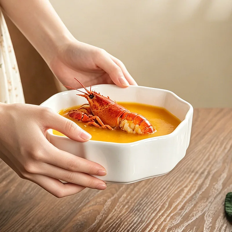 DSA Ceramic Deep Mouth Soup Plate High Value Private Dish Plate Flat Plate Club Creative Western Food  Hotel Restaurant