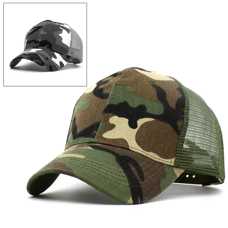 Plain Hats Sports Cap Camping Outdoor Half Mesh Jungle Camo Retro Army Style Mens Women Visor Camouflage Trucker