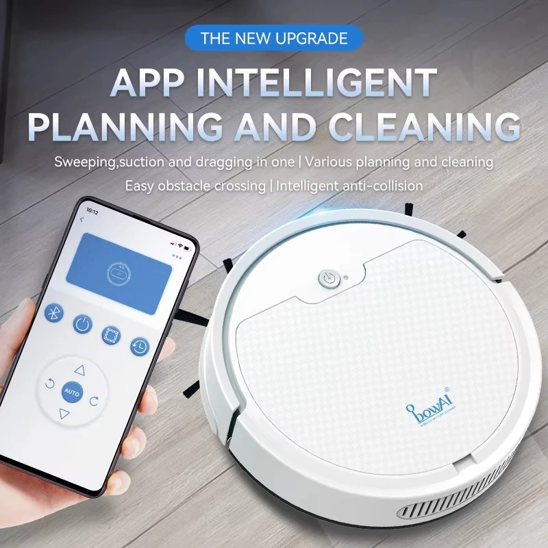 

3-in-1 Smart Robot Vacuum Cleaner & Mop 2000Pa Strong Suction Auto Self Charging Home Cleaninig Machine for Pet Hair Hard Floor