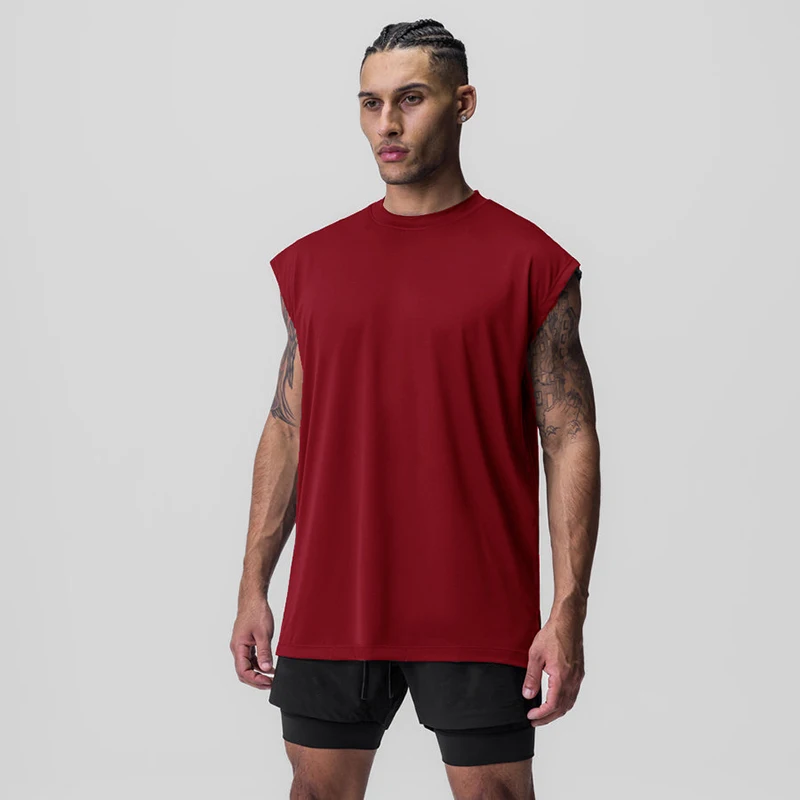 Muscle Guys Gym Bodybuilding Muscle Tank Tops Mesh Breathable Quick Dry Cool Sleeveless Shirt Mens Fitness Sport Loose Singlets