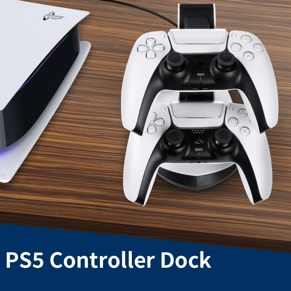 قاعدة شحن مزدوجة سريعة لوحدة التحكم اللاسلكية PS5، محطة شحن سريعة مزدوجة الإحساس من النوع C لملحقات PlayStation5