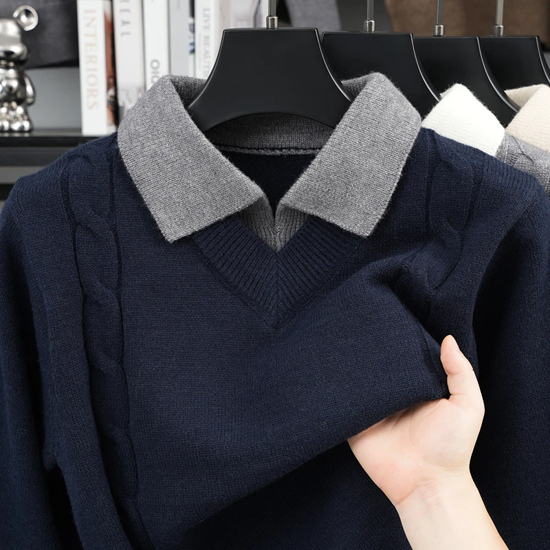 디자이너 남성용 투피스 스타일 니트 스웨터 가을 신상  - Winter Clothing Men Style 리뷰 및 가격