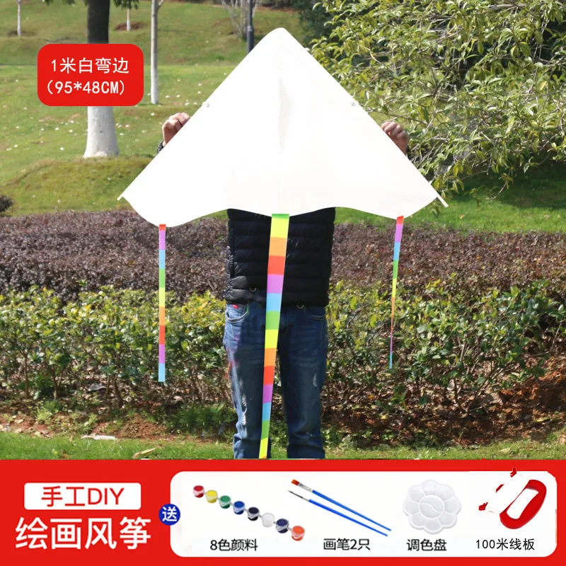 Diy conjunto de pipa pastagem pipa brisa para voar crianças adulto pipas corda 100m curso pintura diversão brinquedos esportivos com bandeja pintura escova