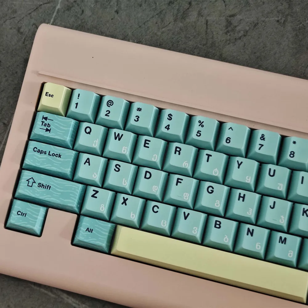140 Keys Blue Water Keycap Set Cherry Profile DYE Sublimation Custom Keycaps PBT Material 1.5mm Thick For Mechanical Keyboard