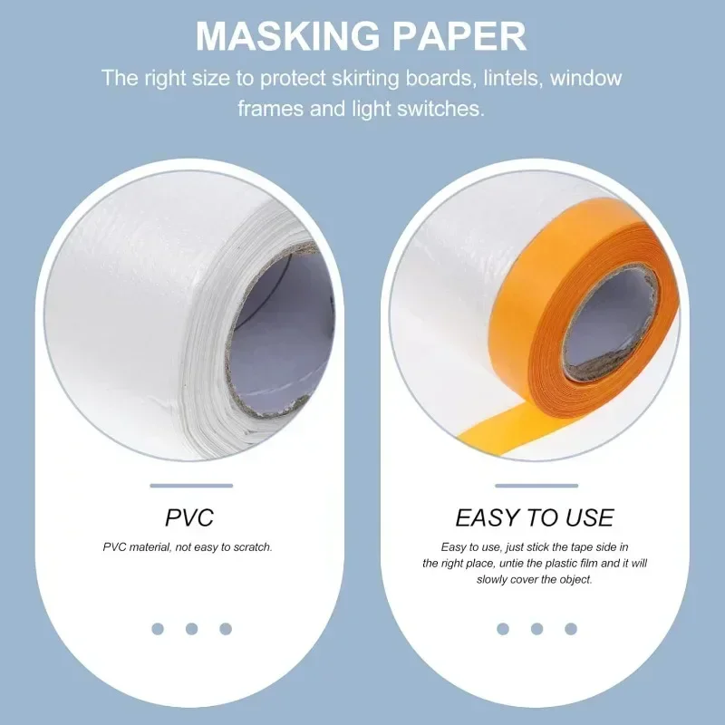 Pre-Taped Masking Films Self-adhesive Cabinet Dust Cover Disposable Cut Dust Film Paint Protection Film Plastic Cloth Sheet Roll