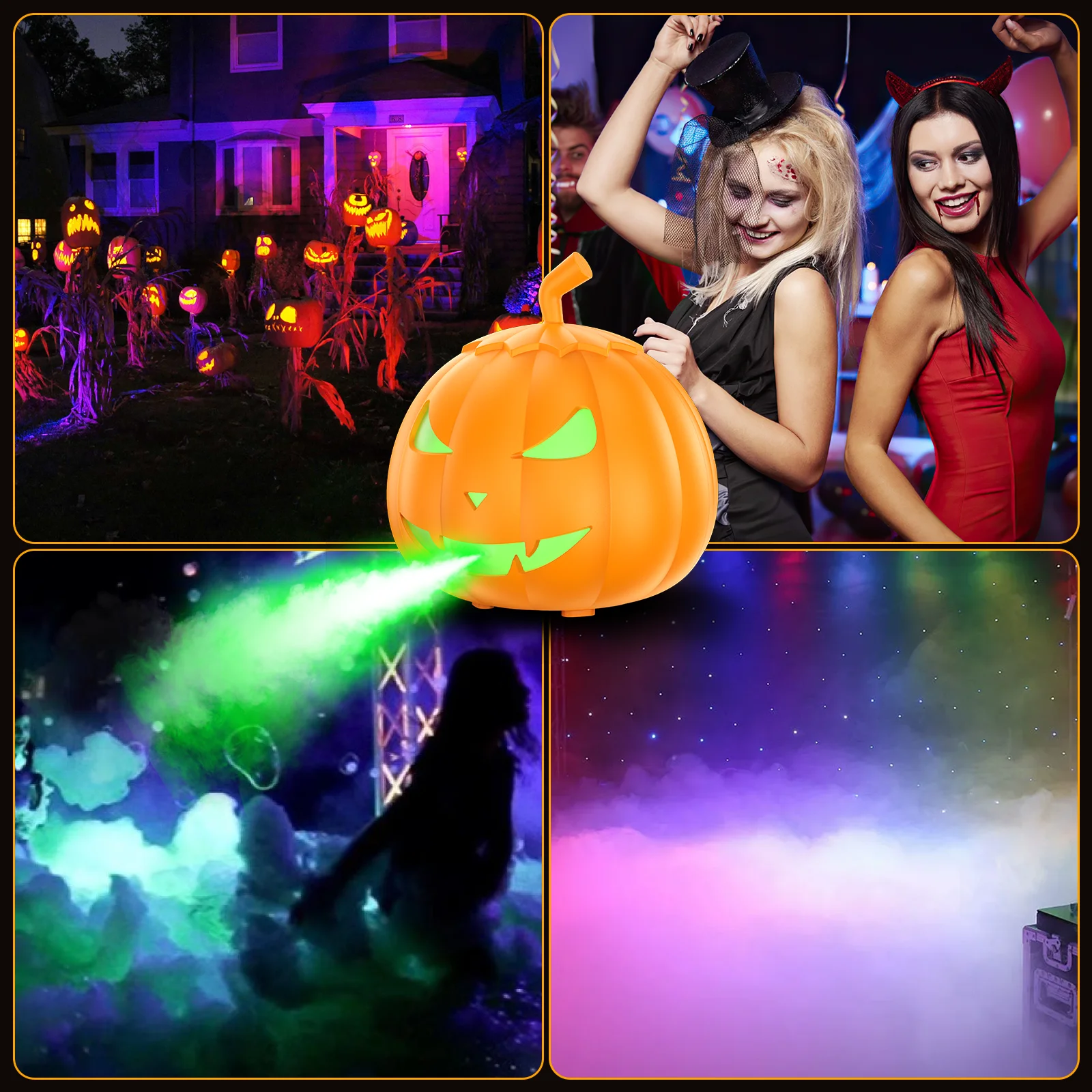 U'King 600 W Pompoen Rookmachine 12 Kleur RGB 6LED Lichteffect Rookmachine Afstandsbediening voor DJ Show Club Halloween Maker Fogger