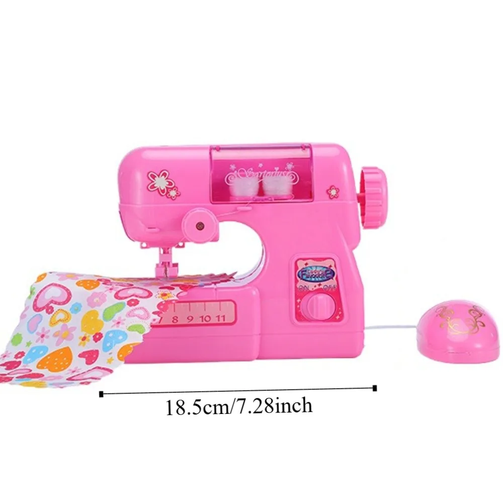 Macchina da cucire per bambini simulata con macchina da cucire portatile leggera che produce vestiti Regali educativi per cucire elettrici rosa