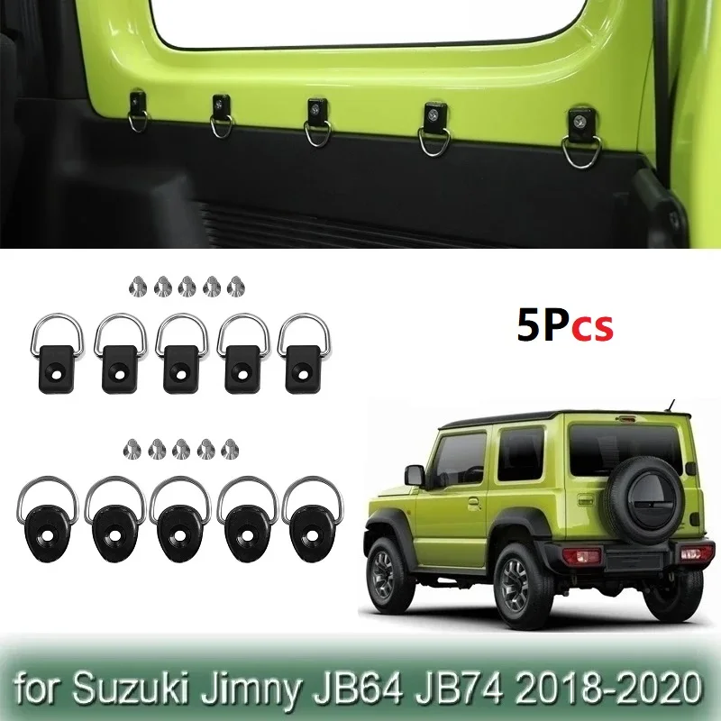 5PCS Car Styling For Suzuki Jimny JB64 JB74 2018-2022 Car Tail Box Tie-Down D Pull Buckle Interior Accessories