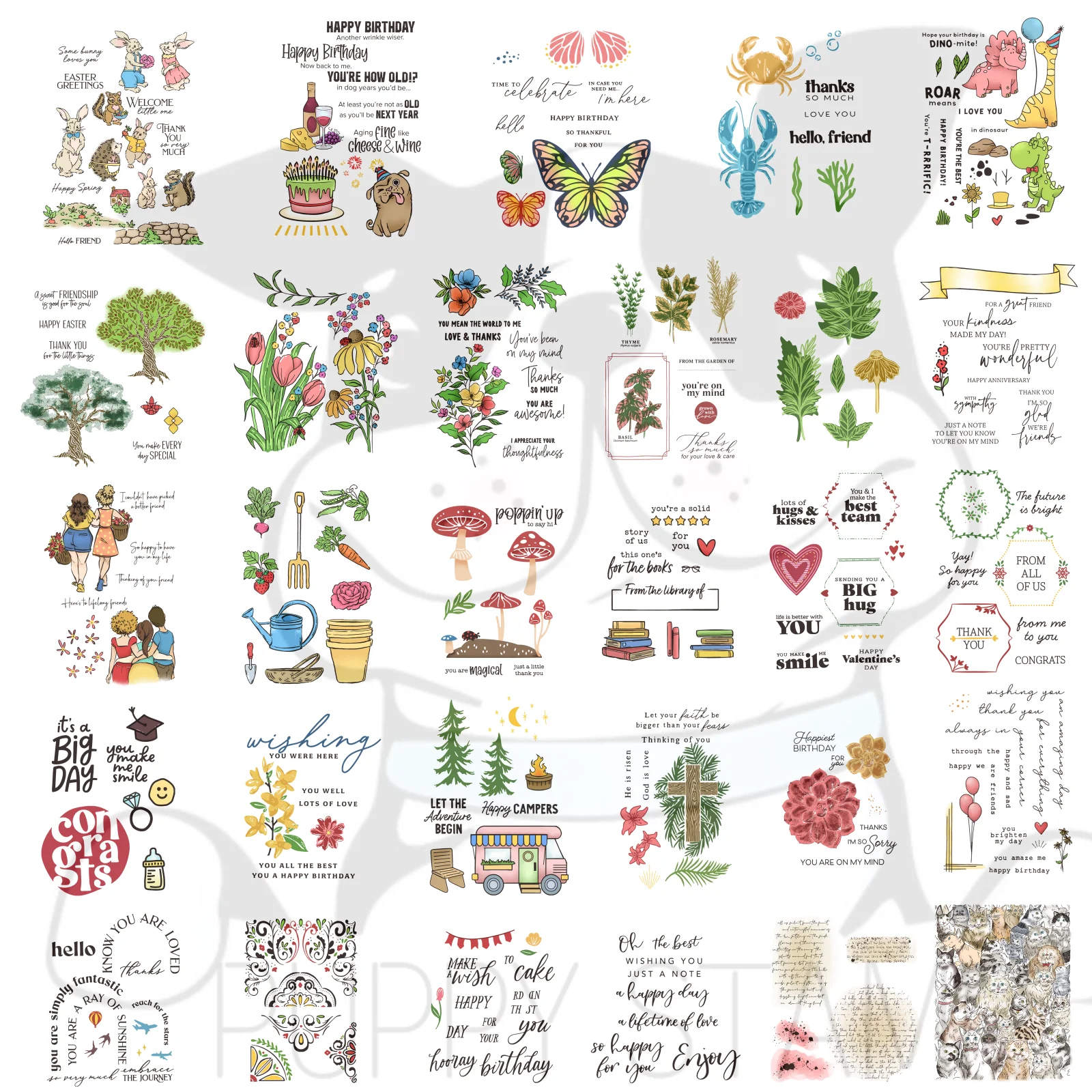 Selo de filhote de cachorro flores jardim borboletas primavera animais selos claros para fazer cartão scrapbook em relevo álbum de papel diy artesanato faca