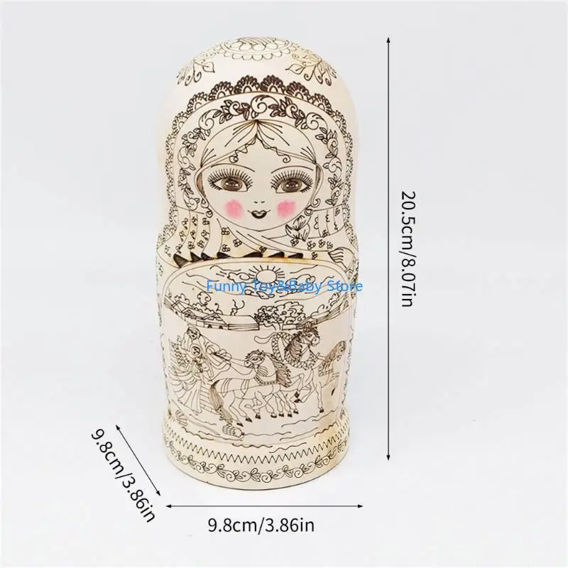 Vẽ tay Búp bê Matryoshka Nga làm tổ với thiết kế 10 lớp dành cho trẻ Học tập sáng tạo Du lịch Quà lưu niệm Cung cấp C90B