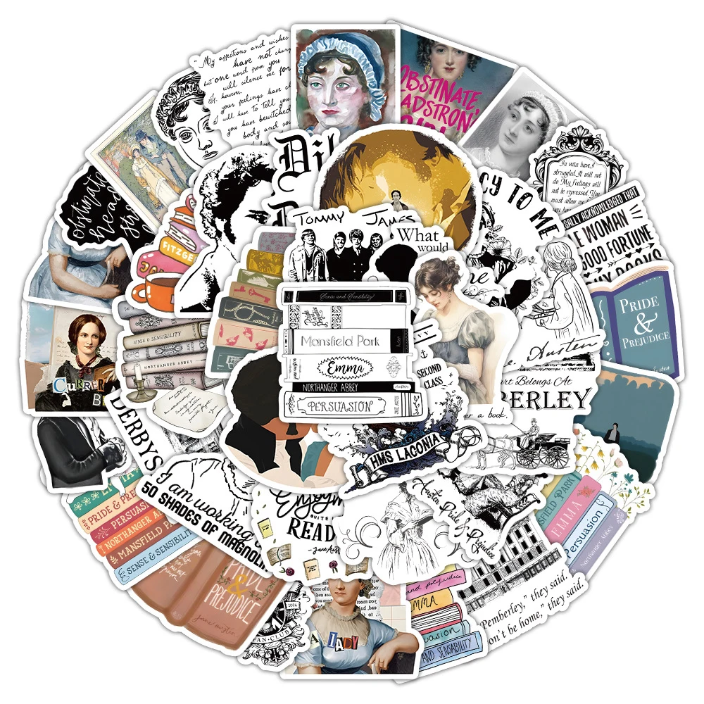 

10/30/53pcs Famous British Novelist Stickers DIY Phone Case Scrapbook Guitar Diary Waterproof Graffiti Decals Sticker Decoration