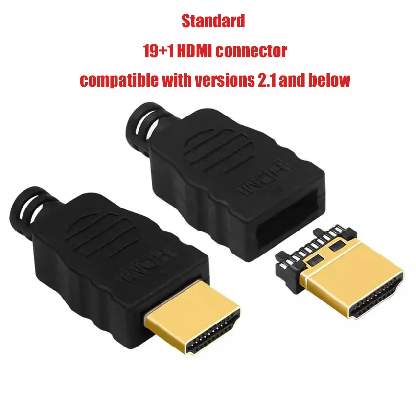 1-2 zestawy pozłacane lutowane męskie złącze terminala HDMI z plastikową obudową zestaw naprawczy złącza HDMI HDMI