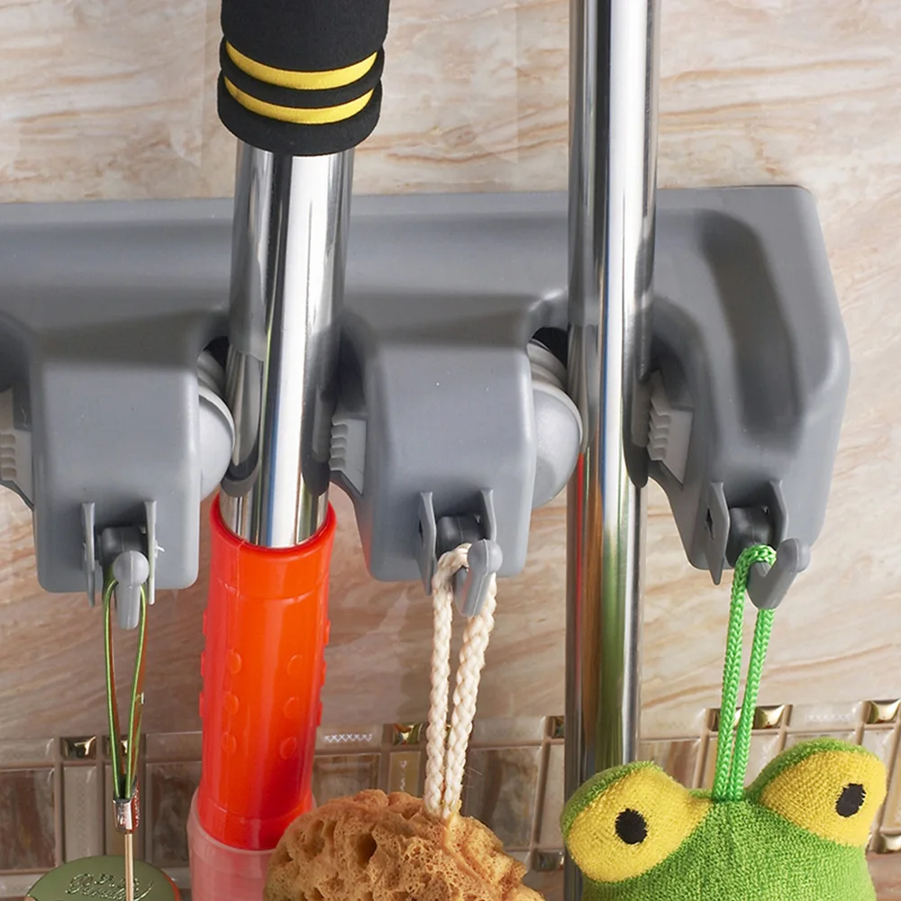 Magic Plastic Mop Holder 3 Styles Wall Mounted Broom Holder Broom Holder Tool Kitchen Storage Multi-Functional