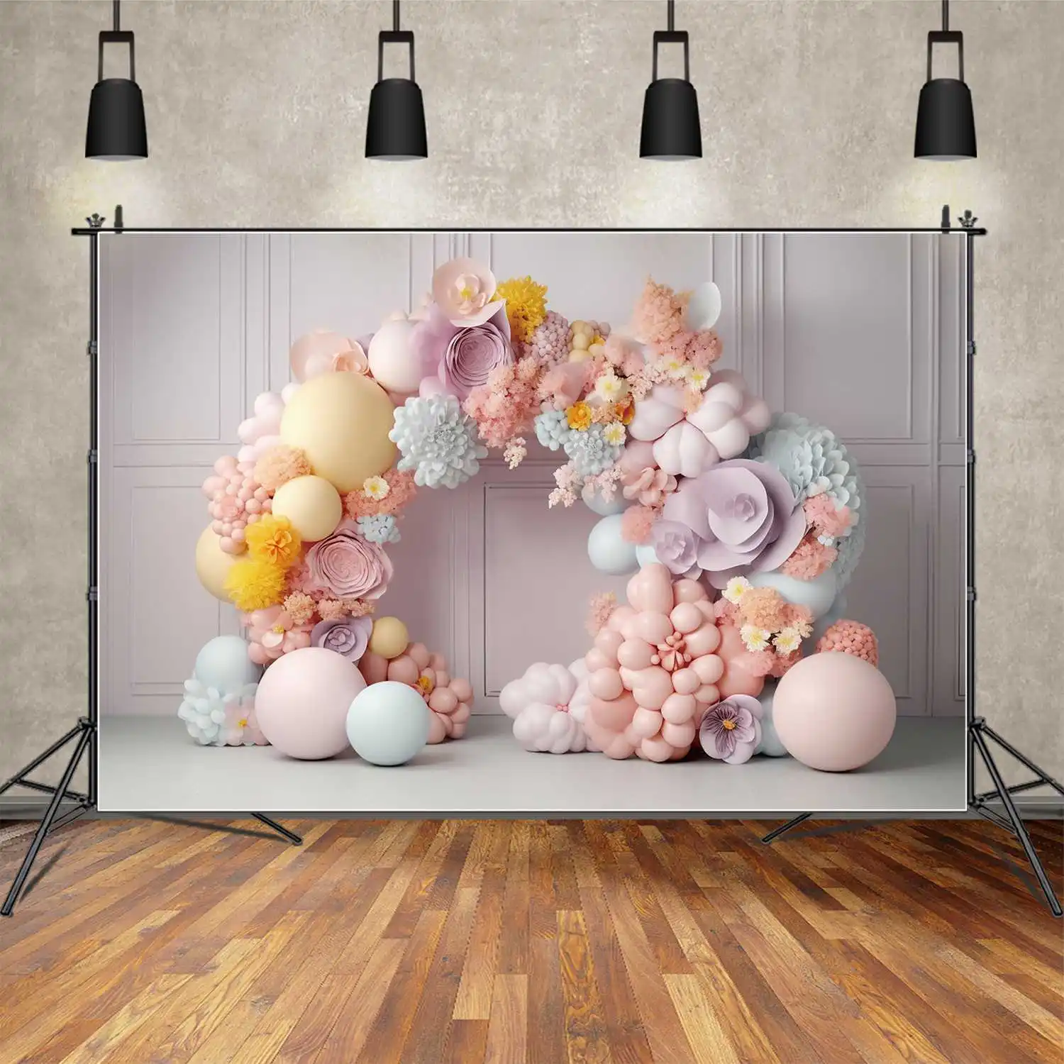 MOON.QG Backdrop Flowers Balloons Arch Frame Bridal Baby Shower Photocall Background White Vintage Wall Wedding Birthday Decor