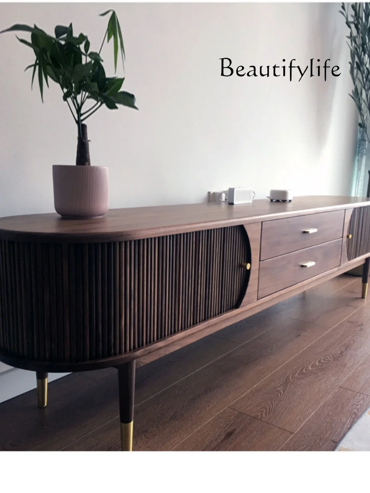 

Nordic Light Luxury Solid Wood TV Cabinet Modern Simple Small Apartment Living Room Home Audiovisual Cabinet