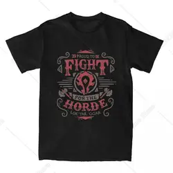 Fight For The Horde T-Shirt Beach World Of Warcraft Y2k Retro T Shirts Cotton Fashion Tee Shirt For Men Short-Sleeve Print Tees