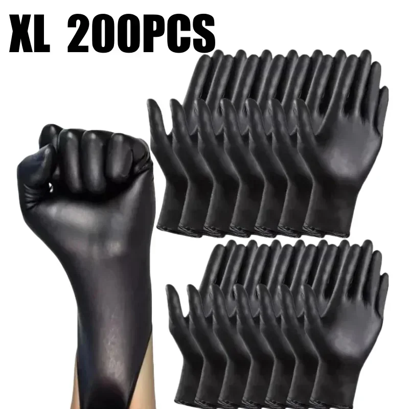 

200PCS Disposable Black Nitrile Gloves Latex Free Waterproof Gloves Thickened Kitchen Cooking Gloves Housework Cleaning Tools