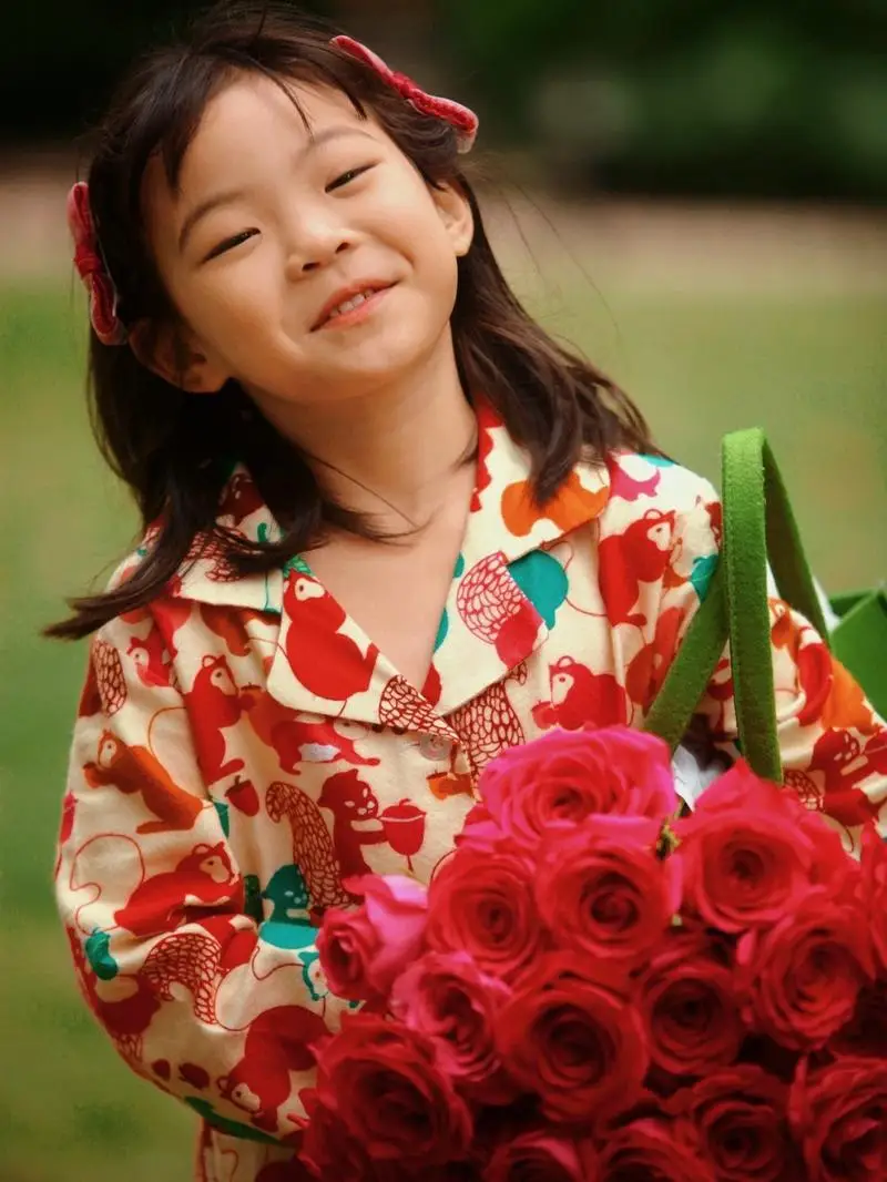 red-fce-lined-squirrel-par-musooms-spwear-set-parent-child-home-clothes-2024-new-year-cisas-cartoon-cute-sle