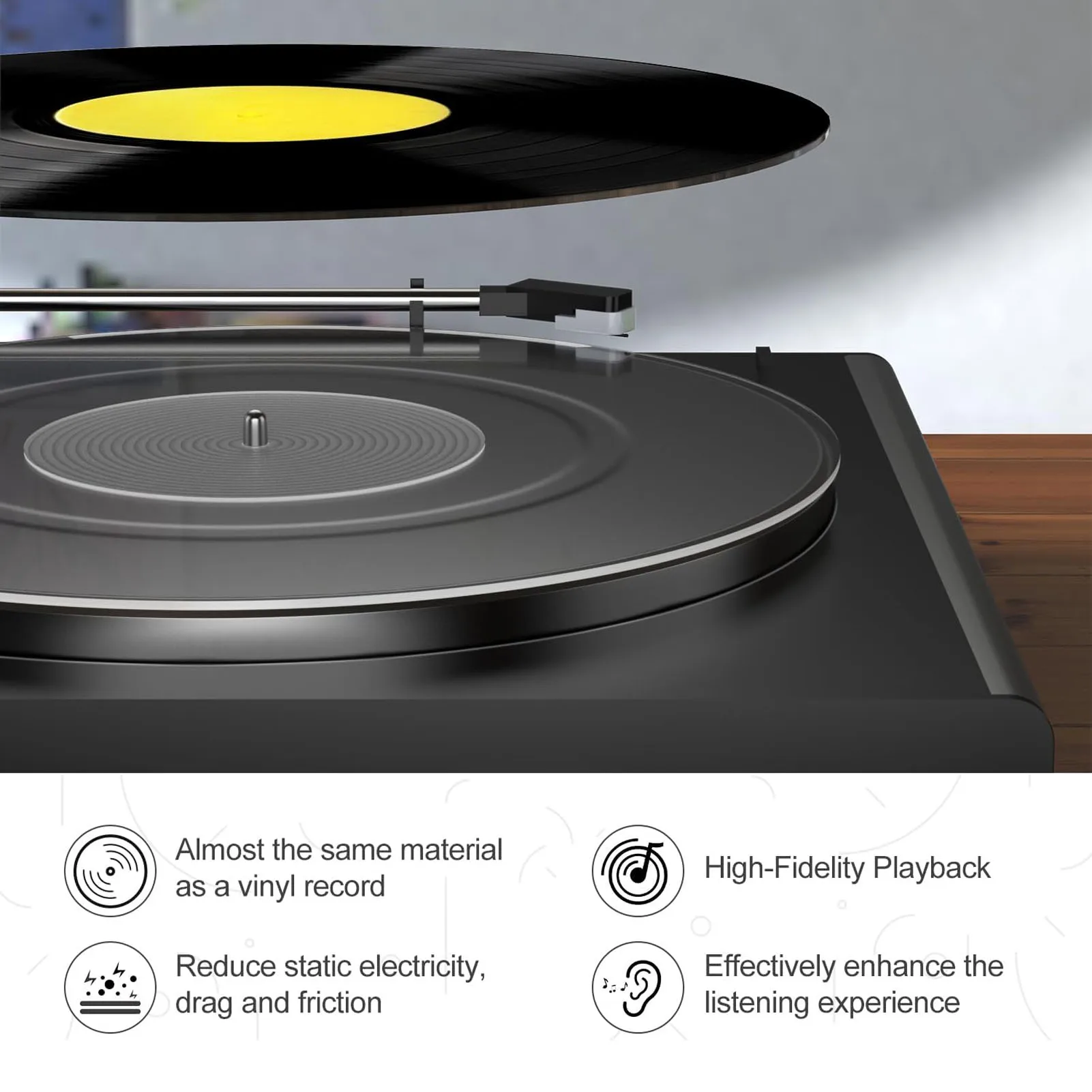 طبق مشغل التسجيل زلة حصيرة القرص الدوار حصيرة الاكريليك مكافحة ساكنة الحد من الضوضاء القرص الدوار Slipmat لمشغل تسجيل 12 بوصة #2