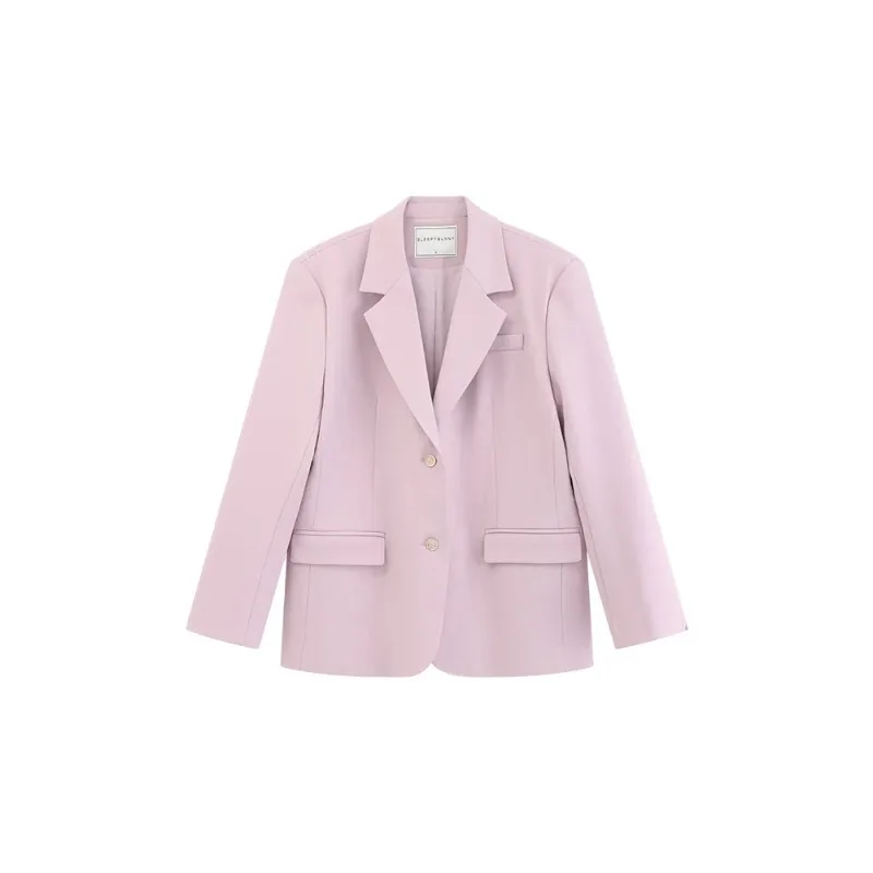 Women Elegant Lapel Blazer Jacket Lady Loose Fit Soft Tailored Suit Coat Chic Casual Spring Office Commuter Daily Outerwear