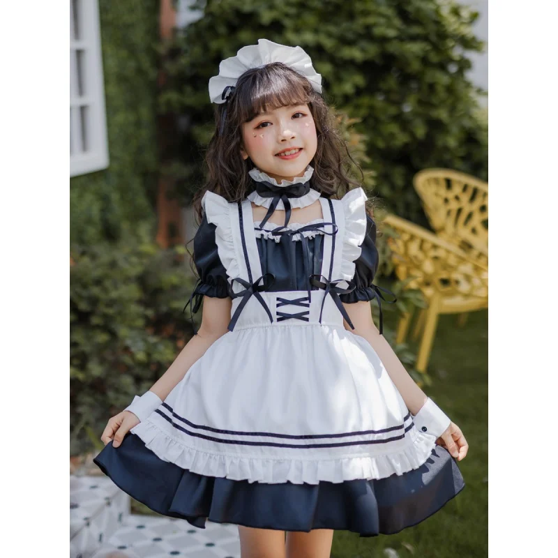 

Japanese Girl's Black Maid Costume Lolita Maid CutelolitaDress Children's Princess Lolita