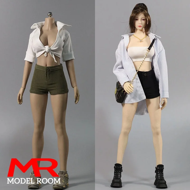 

HF011 DF085 1/6 Scale Female T-shirt Shorts Clothes Model Fit 12'' AT203 TBL S52 VCD01 Soldier Action Figure Body Dolls