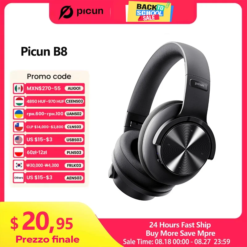 Picun B8 Bluetooth-Kopfhörer, 120 Stunden Spielzeit, kabelloses Bluetooth-3EQ-Modus, niedrige Latenz, Freisprechanrufe, Over-Ear-Kopfhörer
