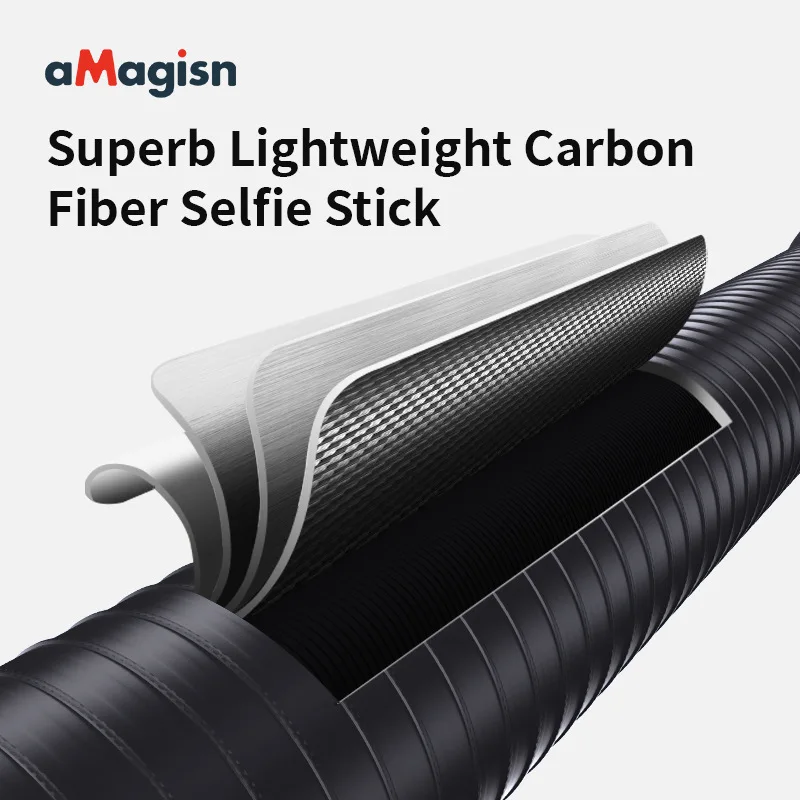 AMagisn 3M Unsichtbarer Selfie-Stick, Carbonfaser-Verlängerungsmonopod 118' für Gopro Max DJI 360 Insta360 X3 X4 Air X5 Zubehör – Detail 2