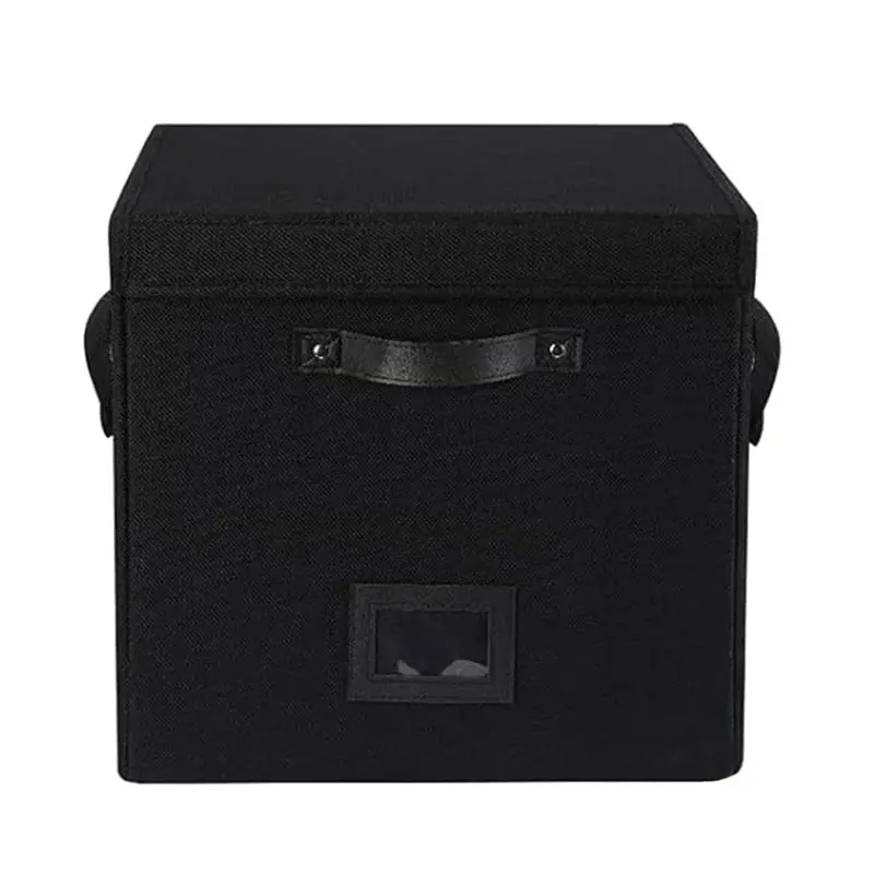 

A13E-LP Vinyl Record Storage Box Fabric Organizer Case Crate For Album Protection And Easy Access
