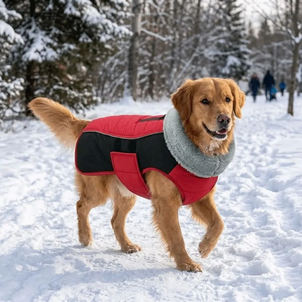 Practical Warm Dog Winter Coat Thickened Fleece Lining Dog Windbreaker Windproof High-neck Dog Vest Jacket Outdoor