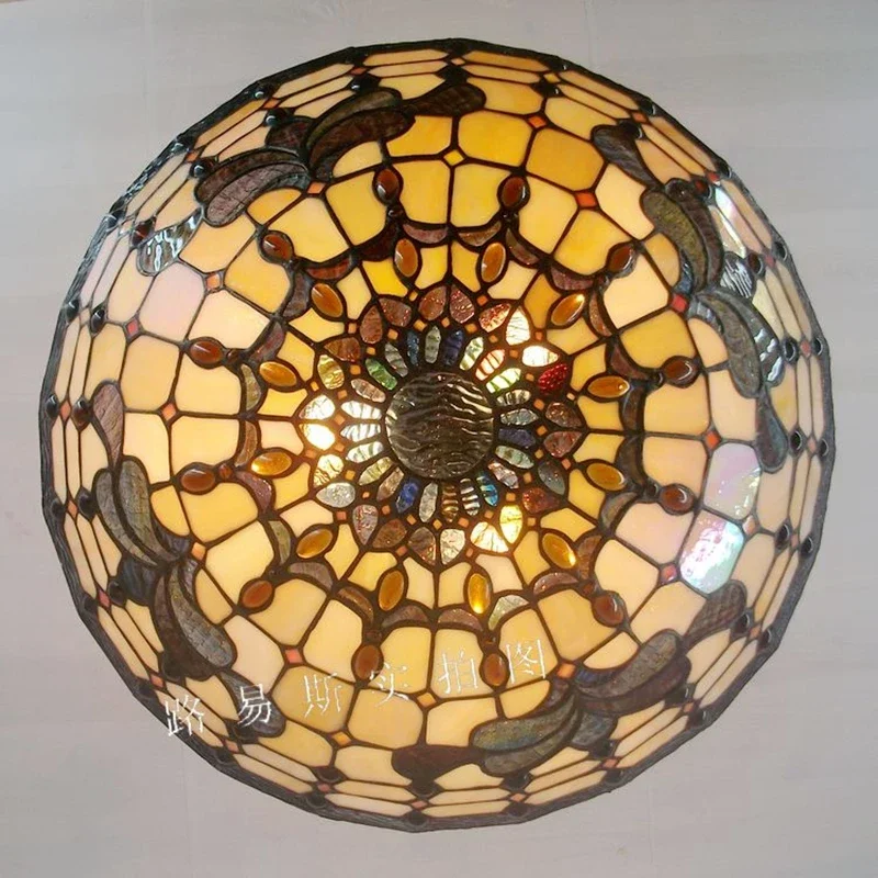 European Colorful Glass Chandelier Rotundity Manual Welding Hanging Lamps Bedroom Living Room Restaurant Hotel LED Pendant Light